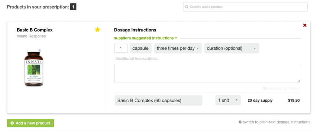 example of a product that has been prescribed on the Fullscript platform