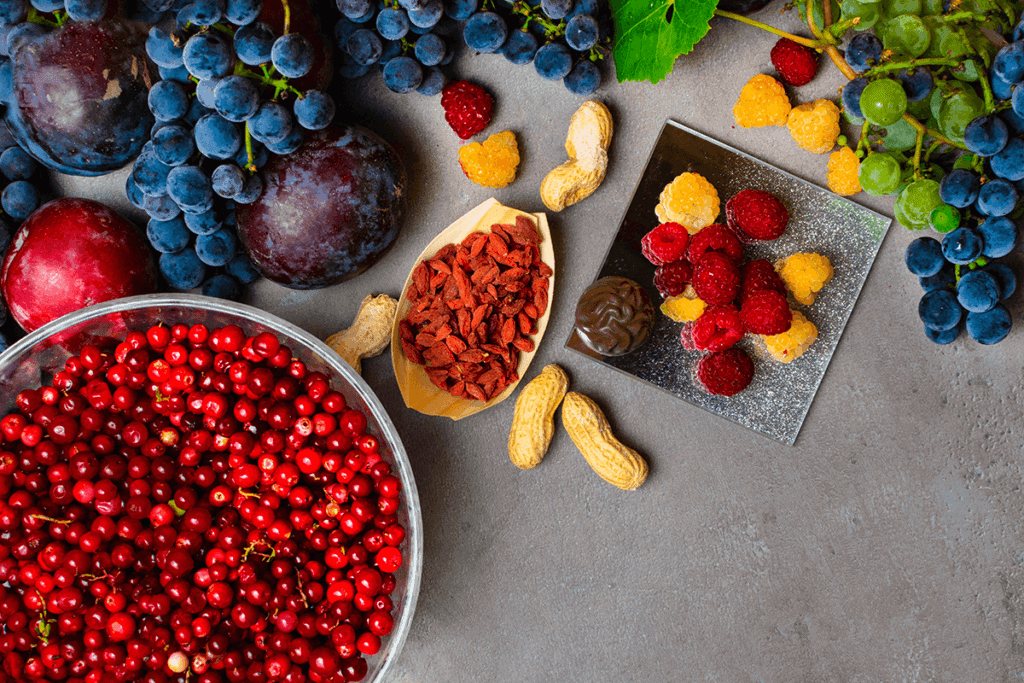 mixture of bright foods