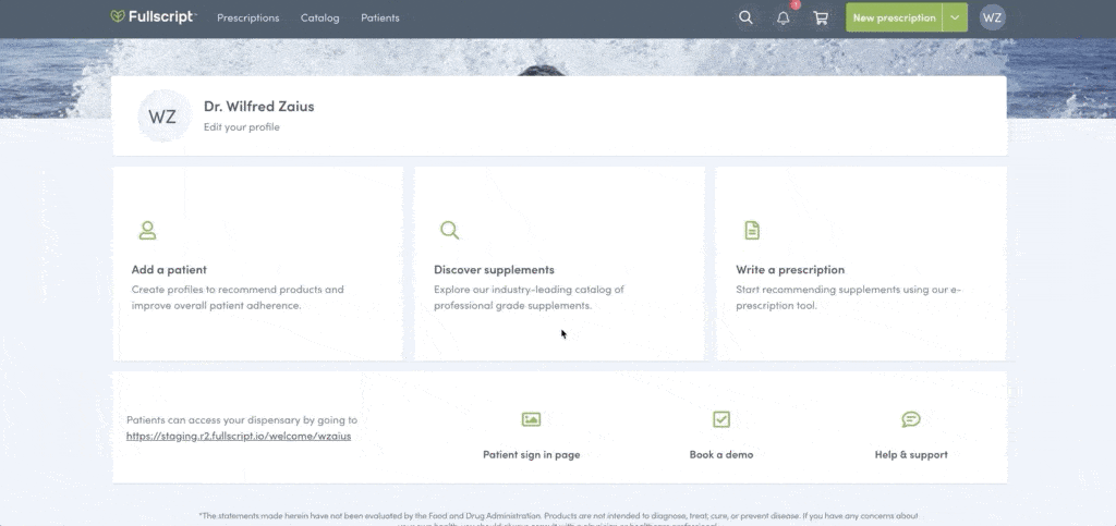screenshot of Dr. Wilfred Zaius profile page