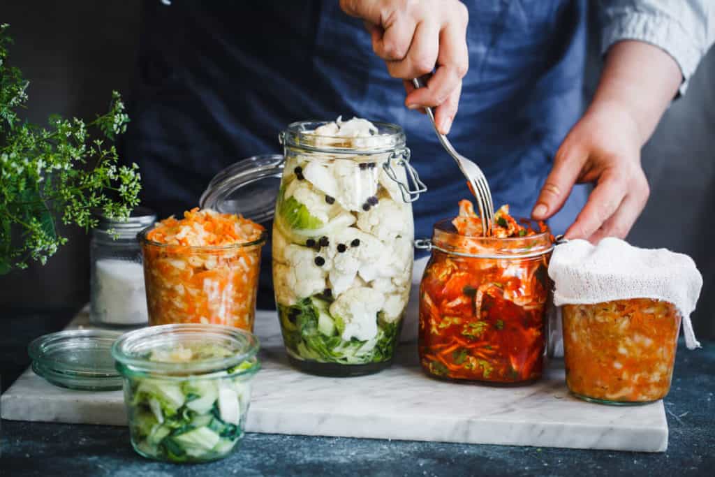 Jars of fermented foods