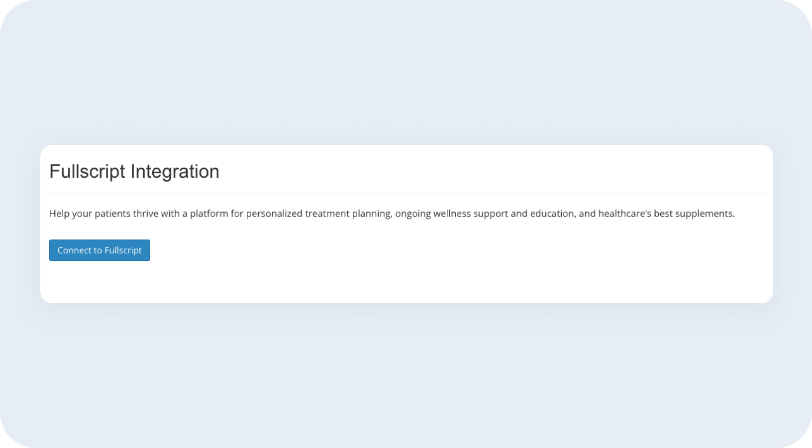 fullscript and practiceq integration step 3 screenshot showing fullscript integration confirmation pop up in practiceq