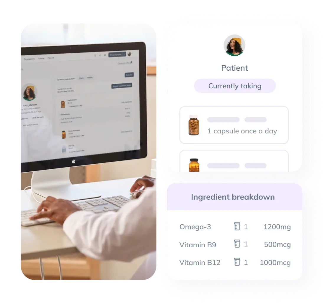 A practitioner creating a supplement plan for a patient in Fullscript
